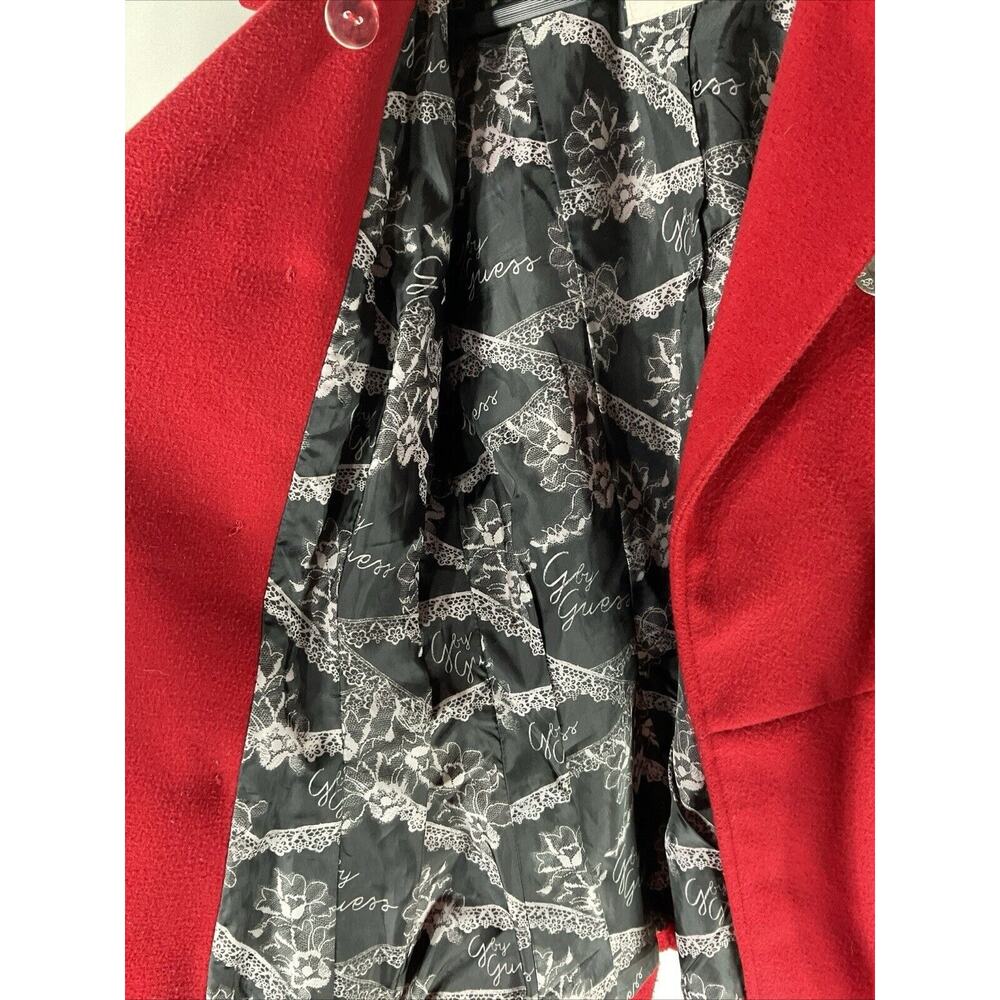 Vintages G By Guess Red Button Up Wool Blend Peac… - image 7